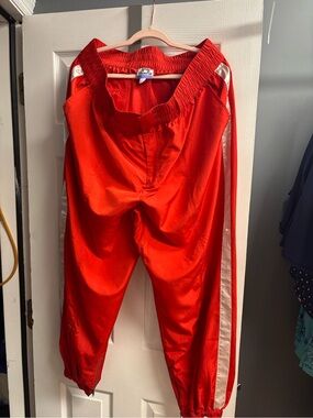 Unbranded Women's Red Track Pants with White Side Stripe
